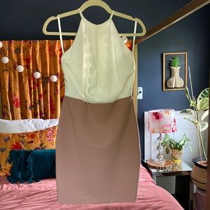 Color block dress - cream and blush